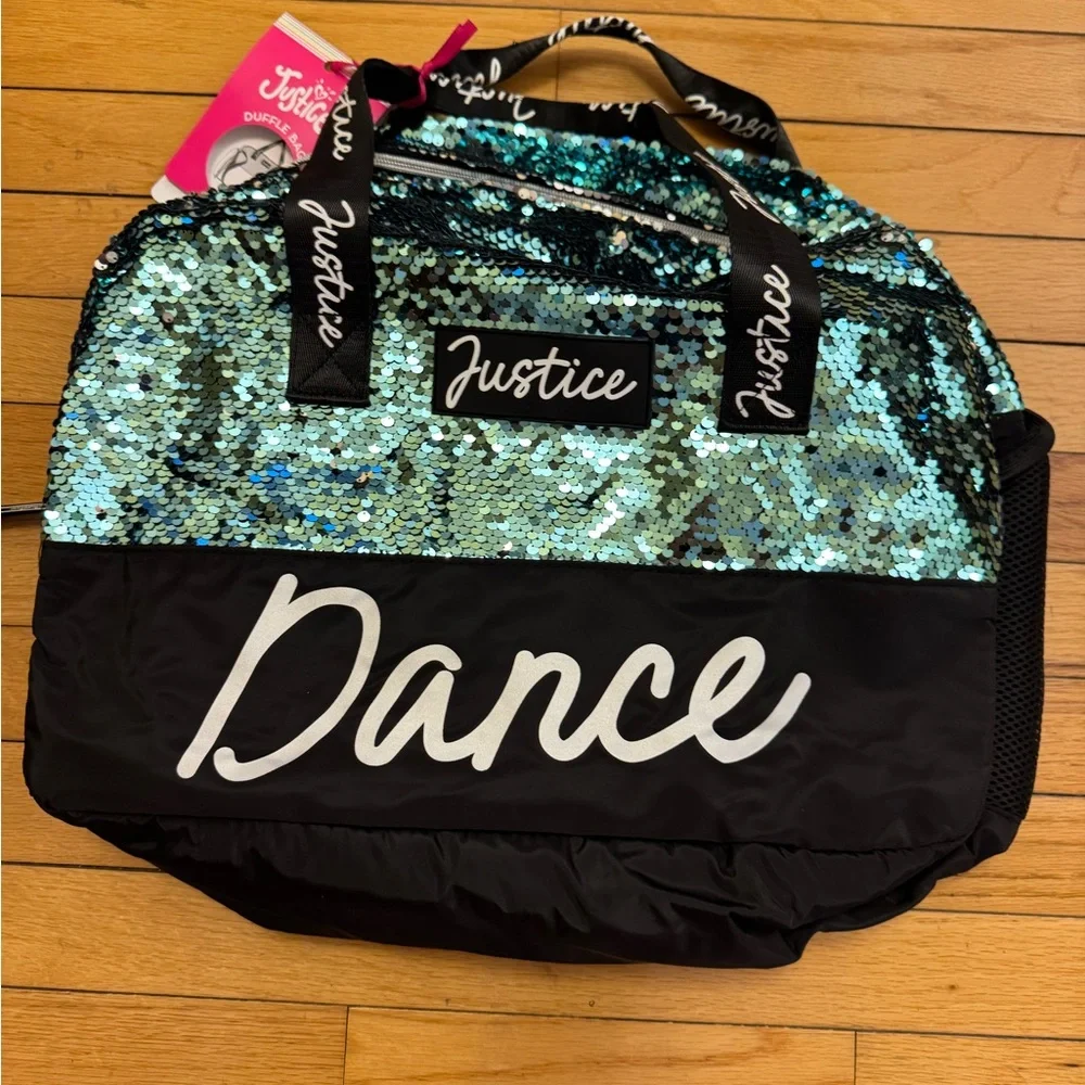 Justice Blue and Black Sequin Dance Bag NWT